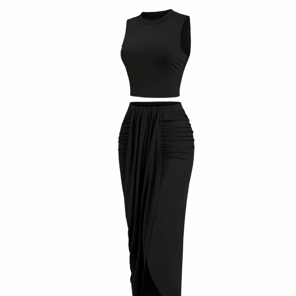 TikTok Shop Chic Black Two Piece Tank & Maxi Skirt Set - Women’s Medium (NWT)